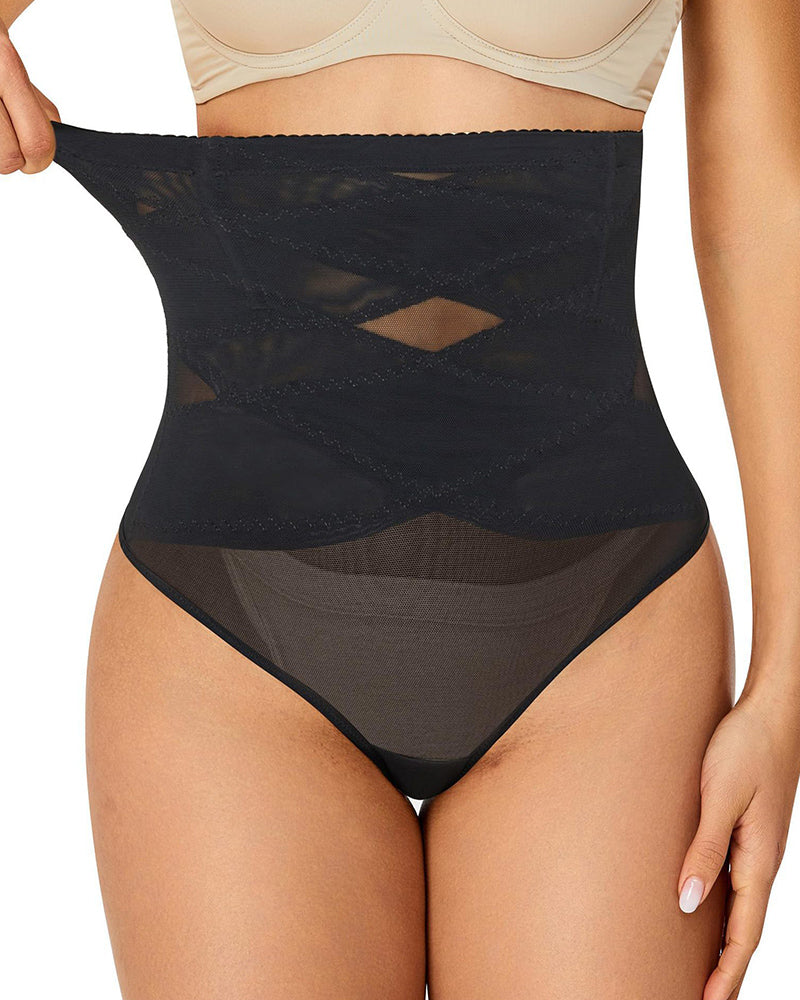Bragas moldeadoras de cintura alta con malla, control firme del abdomen