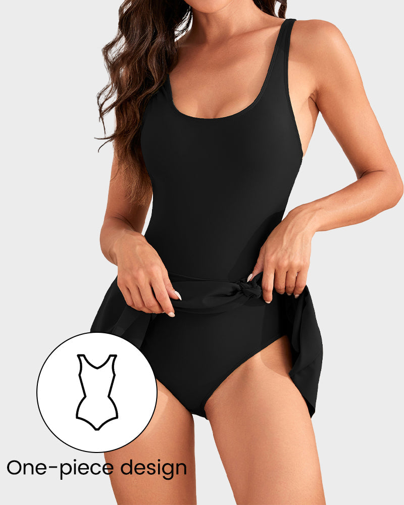 👙🌺 ¡OFERTA 50% OFF! Bañador con Falda Control Abdomen – Confianza y Estilo Total