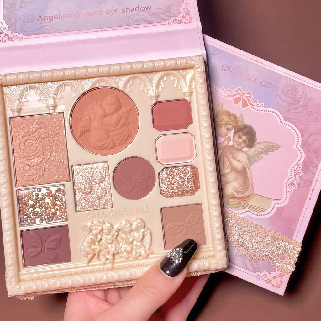 Paleta de Sombras Relieve Mística Aura Ángel, Maquillaje Artístico con Espejo Integrado
