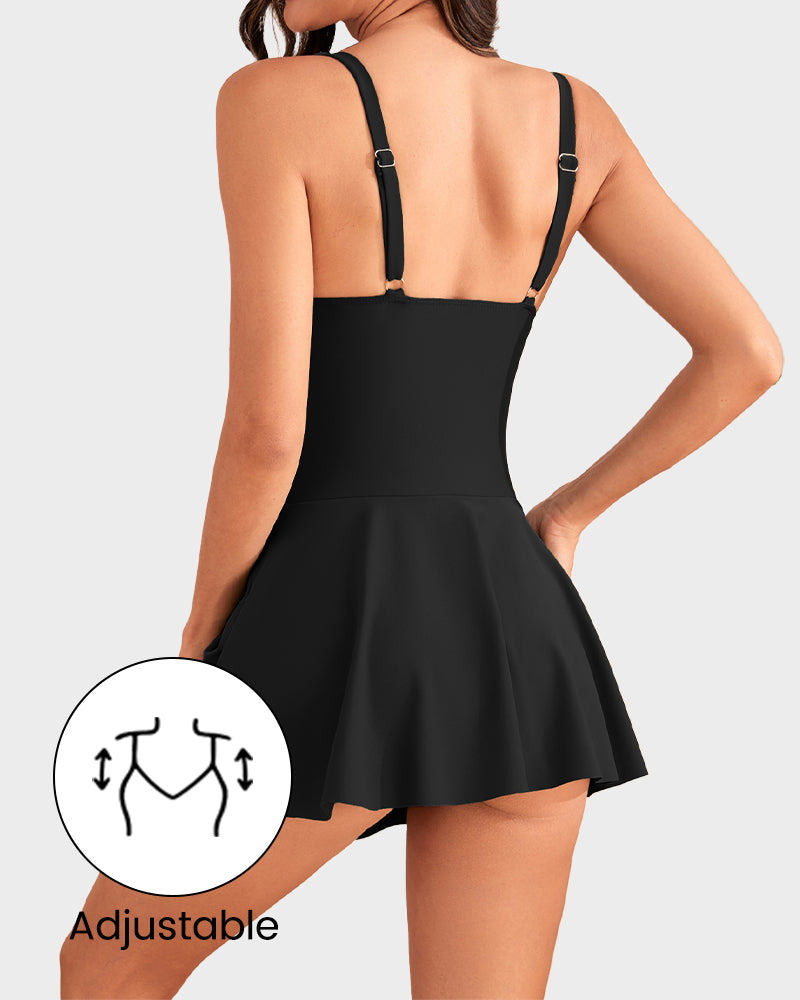 👙🌺 ¡OFERTA 50% OFF! Bañador con Falda Control Abdomen – Confianza y Estilo Total