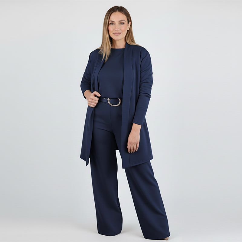 🔥 Conjunto Elegante de 3 Piezas – Cardigan Largo, Top y Pantalón para Estilo y Comodidad Todo el Día 💞✨