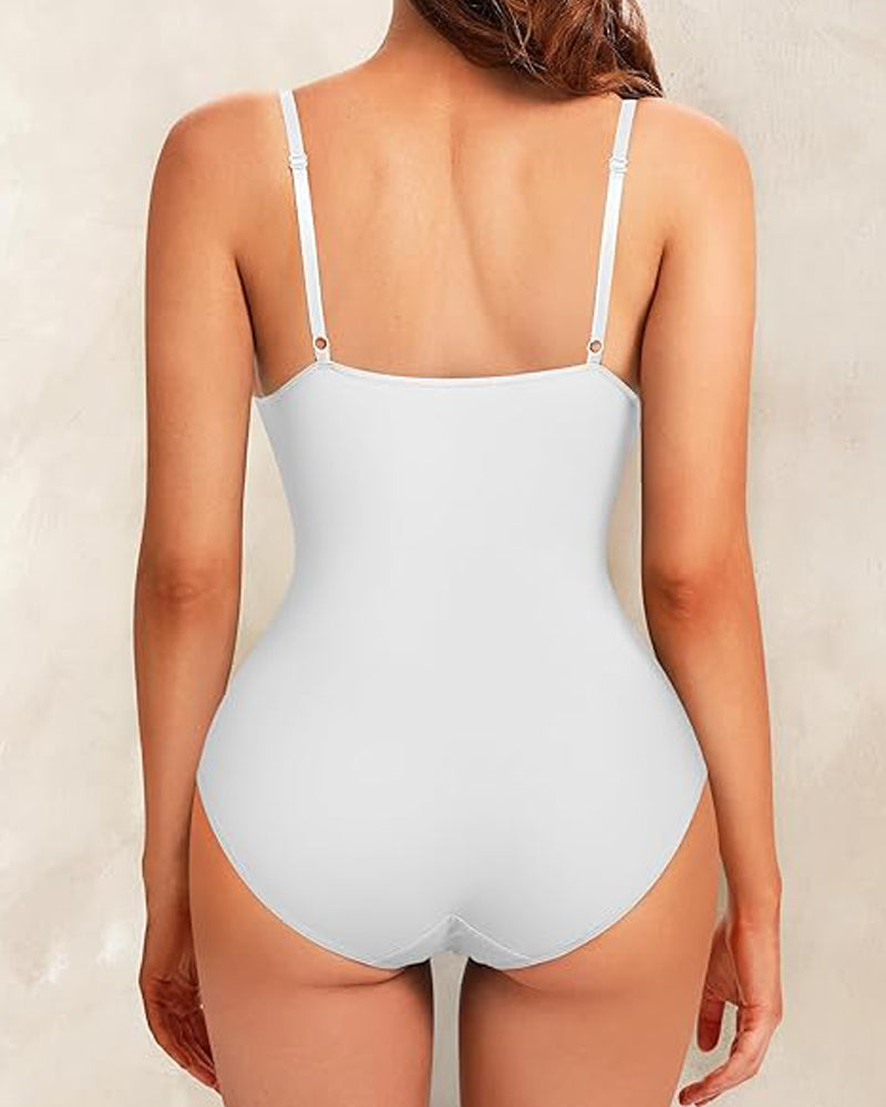 Bodysuit moldeador con escote en V profundo y control abdomen plano con sostén incorporado