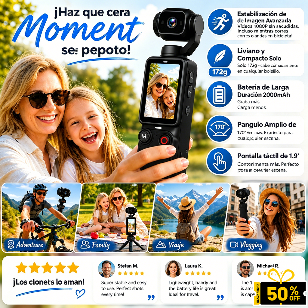 📸✨【Edición limitada – 50% de descuento】Cámara de bolsillo con pantalla abatible – Selfies perfectas 📱💄 Comparte al instante, sin necesidad de editar