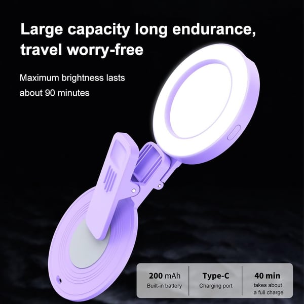 🔥Oferta especial de verano: 49 % de descuento🔥Anillo de luz para selfies con clip, tres colores de luz y espejo