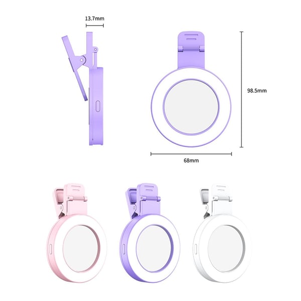 🔥Oferta especial de verano: 49 % de descuento🔥Anillo de luz para selfies con clip, tres colores de luz y espejo