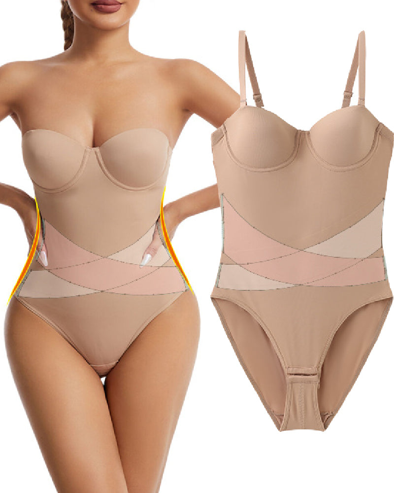 Body de Mujer Sin Tirantes con Sostén Incorporado y Control de Abdomen en Forma de X