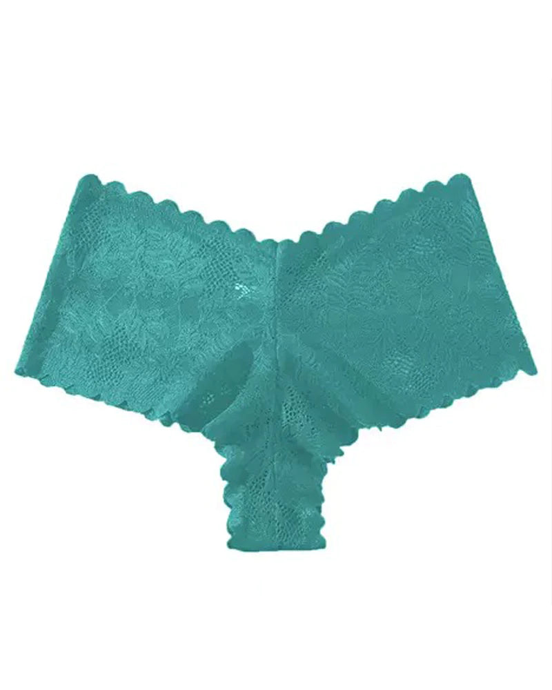Ropa Interior Sexy de Encaje Floral, Panties de Talle Bajo Talla Plus