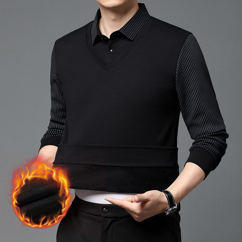 🎁✨ Camisa de Dos Piezas con Rayas y Solapa Falsa – Elegante y Cómoda, el Regalo Perfecto para Cualquier Ocasión 👔🌟