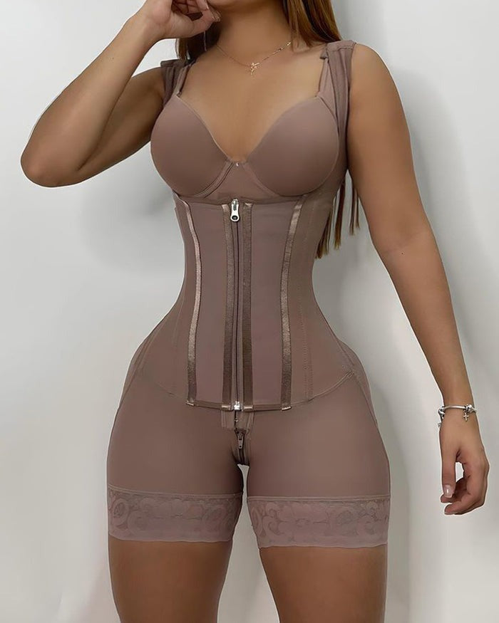 Shapshe® Faja de Alta Compresión con Cremallera Frontal hasta Media Muslo
