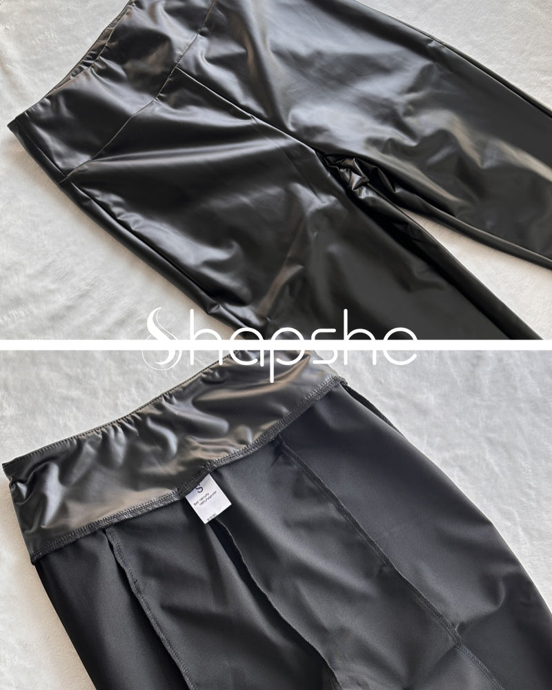 Pantalones Ajustados de Cuero en Color Sólido Shapshe® Sexy y Curvilínea