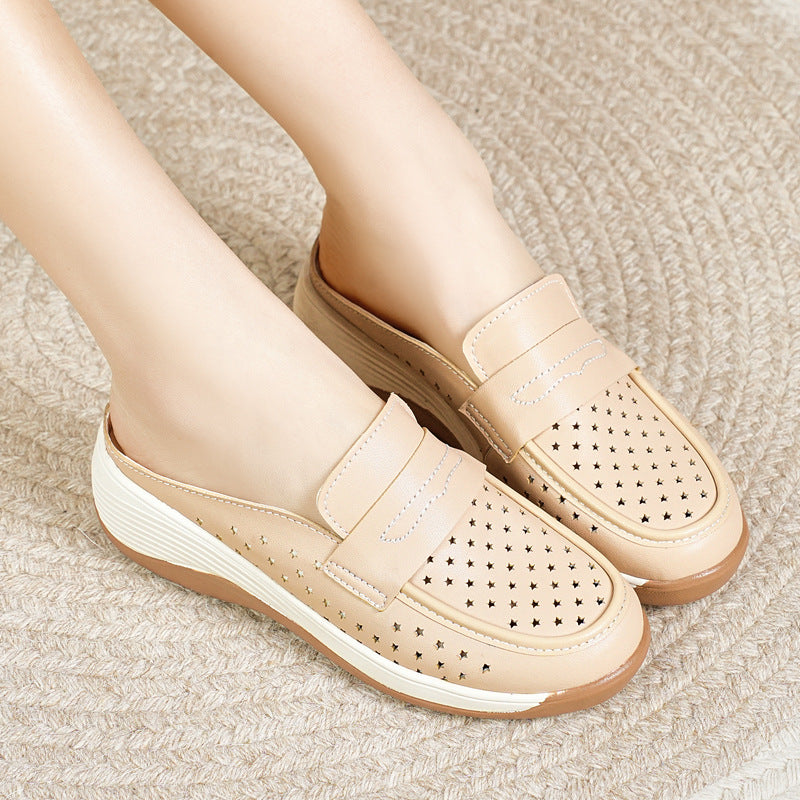 Zapatillas Antideslizantes Cuero Suave Horizonte Calma Camino, Comodidad y Estabilidad Todo el Día