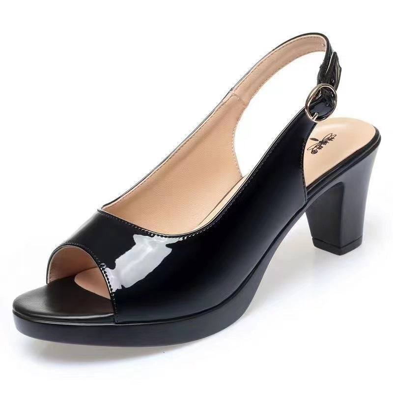Sandalias de Tacón Cuero Suave Aurora Equilibrio Serenidad, Confort Supremo Todo el Día