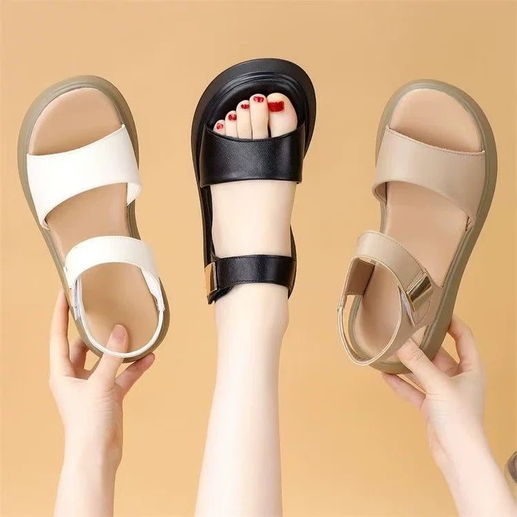 Sandalias de Plataforma Cuero Sintético Travesía Cumbre Serenidad, Comodidad Elegante Todo el Día
