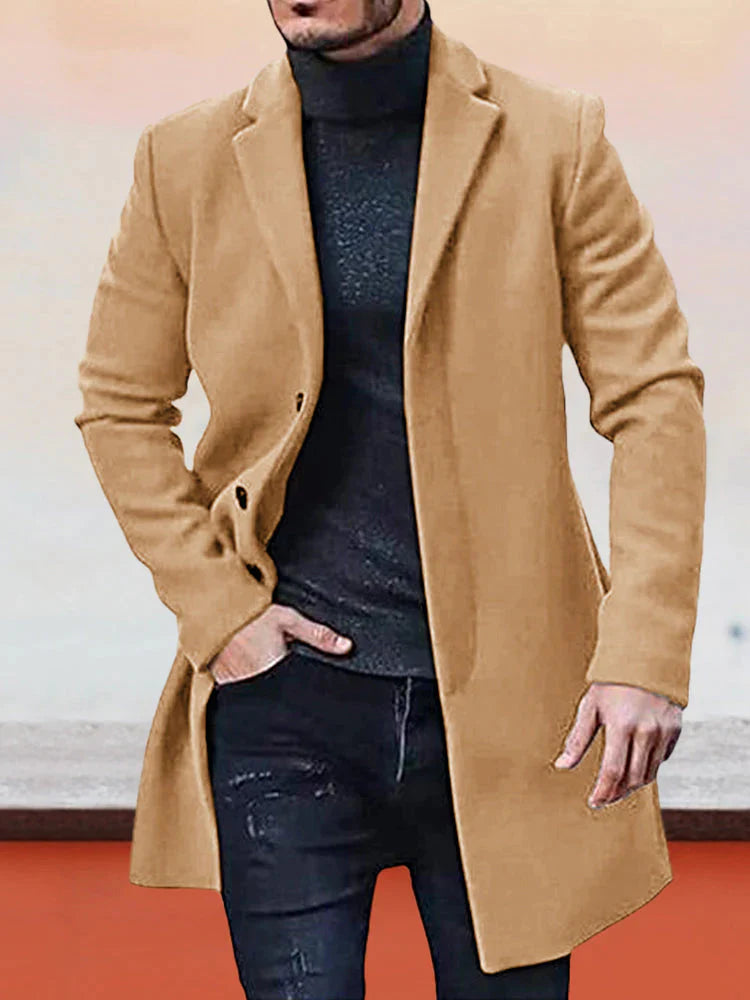 🧥🔥¡50% DCTO + ENVÍO GRATIS! Chaqueta para Hombre de Color Liso con Hebilla de Una Hilera – Estilo Elegante y Moderno ✨