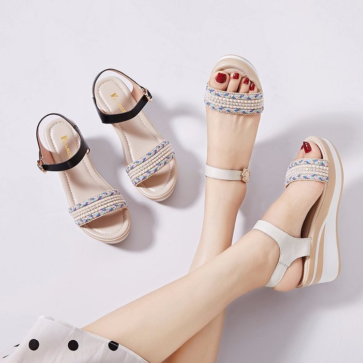 Sandalias de Cuña Plataforma Cristal Horizonte Armonía, Elegancia y Comodidad Todo el Día