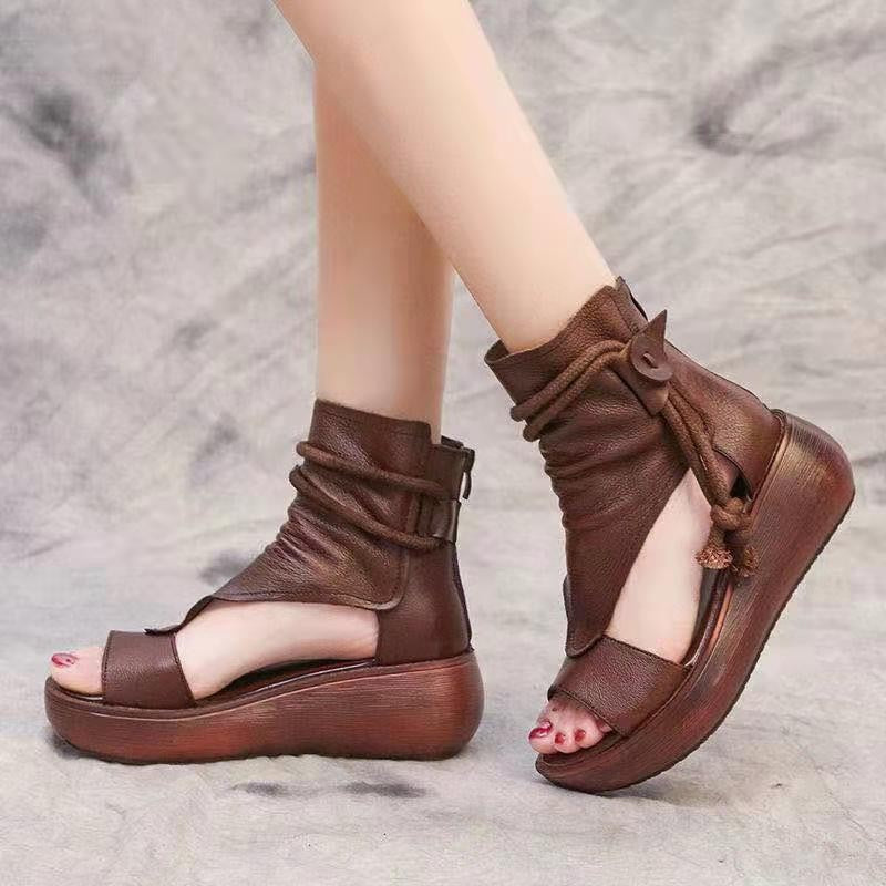 Sandalias de Plataforma Cuero Sintético Aurora Romana Inspiración, Confort Supremo para Todo el Día