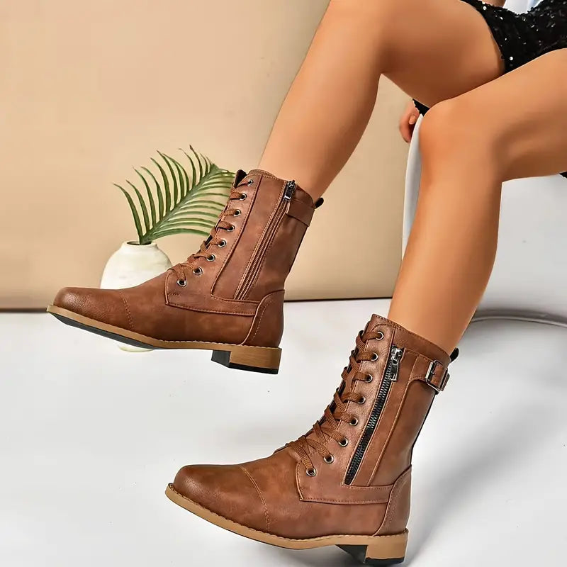 Botas Planas Cuero Suave Cumbre Jazz Horizonte, Comodidad Ortopédica y Estilo Moderno