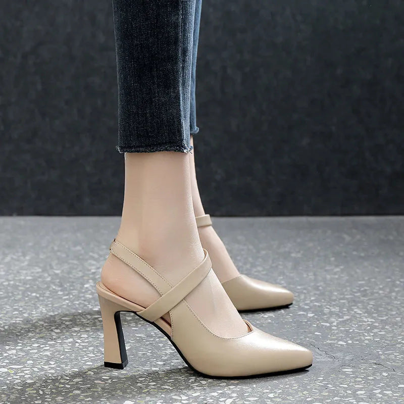 Sandalias de Tacón Cuero Suave Prisma Eclipse Serenidad, Elegancia Cómoda y Segura Todo el Día