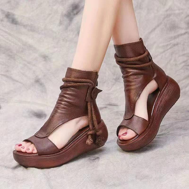 Sandalias de Plataforma Cuero Sintético Aurora Romana Inspiración, Confort Supremo para Todo el Día