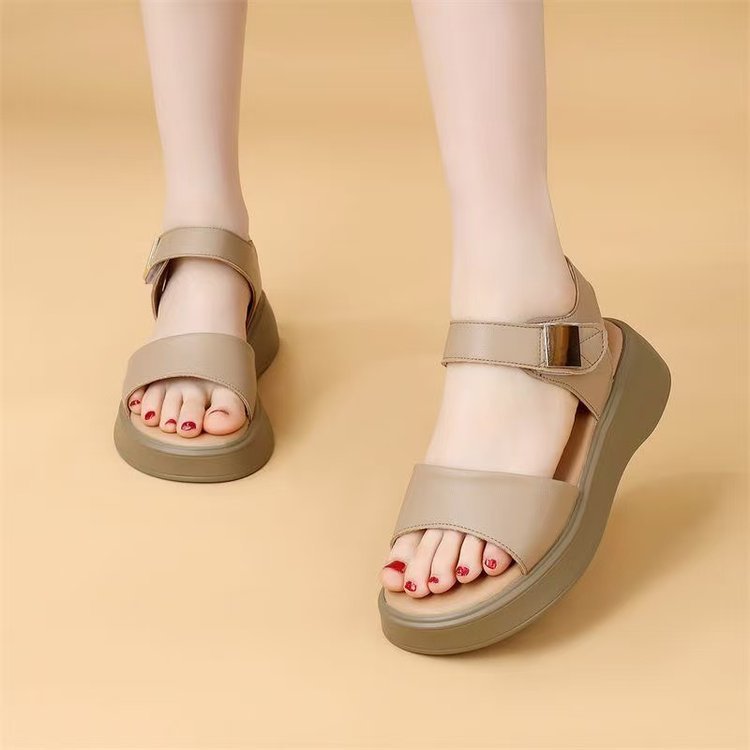Sandalias de Plataforma Cuero Sintético Travesía Cumbre Serenidad, Comodidad Elegante Todo el Día