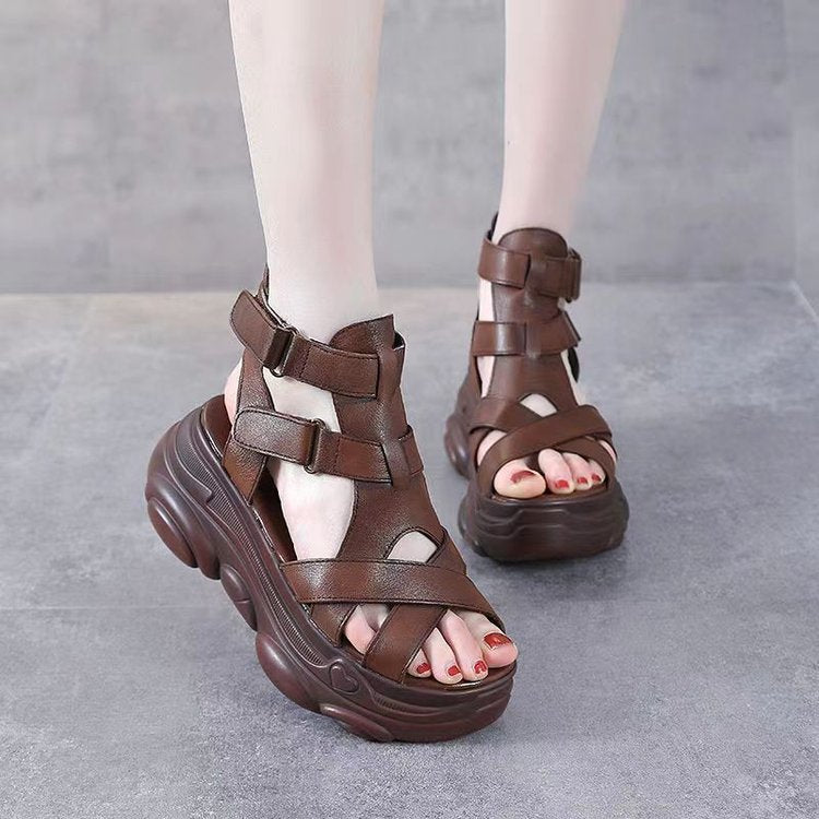 Sandalias de Plataforma Cuero Suave Forma Aurora Camino, Postura Saludable y Comodidad Todo el Día