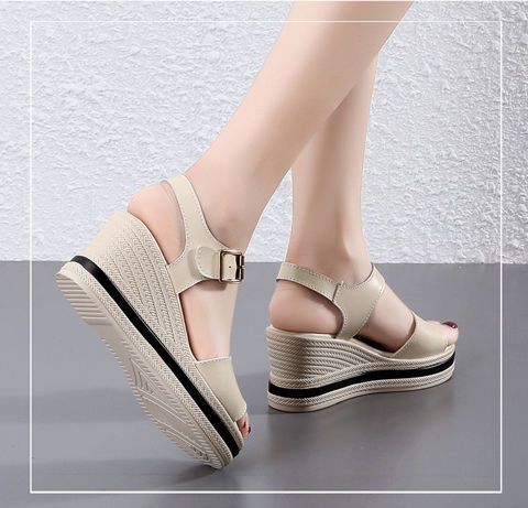 Sandalias de Cuña Cuero Suave Cumbre Vitalidad Horizonte, Postura Mejorada y Comodidad Todo el Día