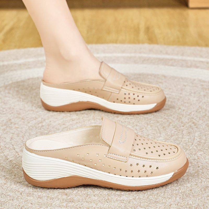 Zapatillas Antideslizantes Cuero Suave Horizonte Calma Camino, Comodidad y Estabilidad Todo el Día