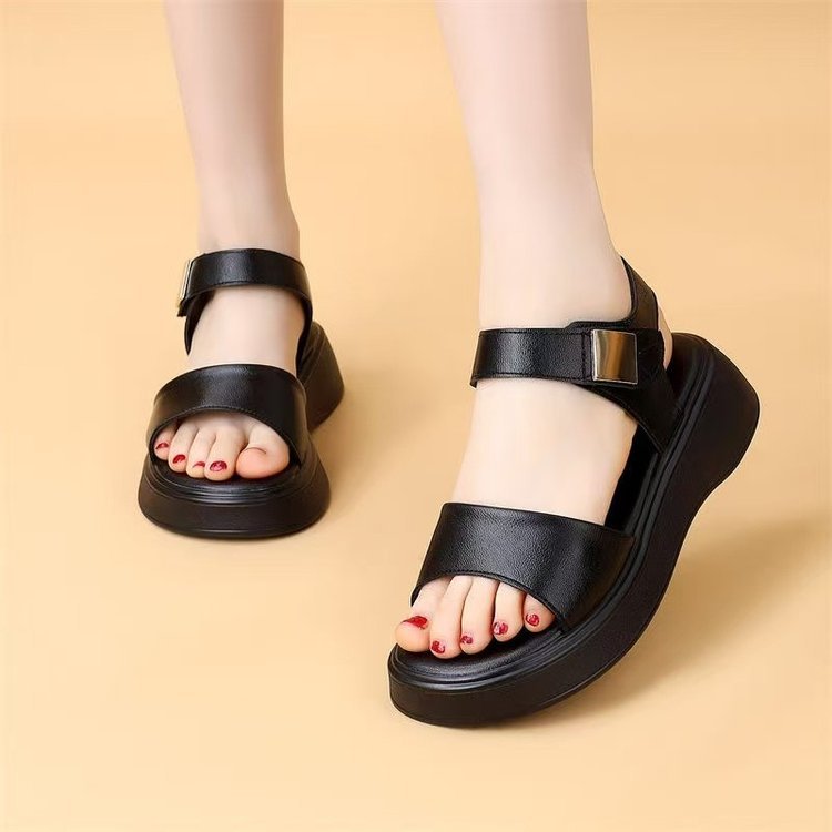 Sandalias de Plataforma Cuero Sintético Travesía Cumbre Serenidad, Comodidad Elegante Todo el Día