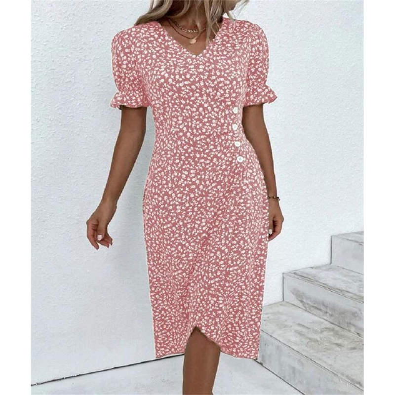 🌸 Vestido Casual de Vacaciones para Mujer – Cuello en V y Dobladillo Irregular Floral, Comodidad y Estilo para Todo el Día ✨👗