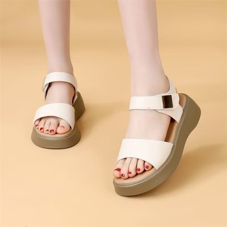 Sandalias de Plataforma Cuero Sintético Travesía Cumbre Serenidad, Comodidad Elegante Todo el Día