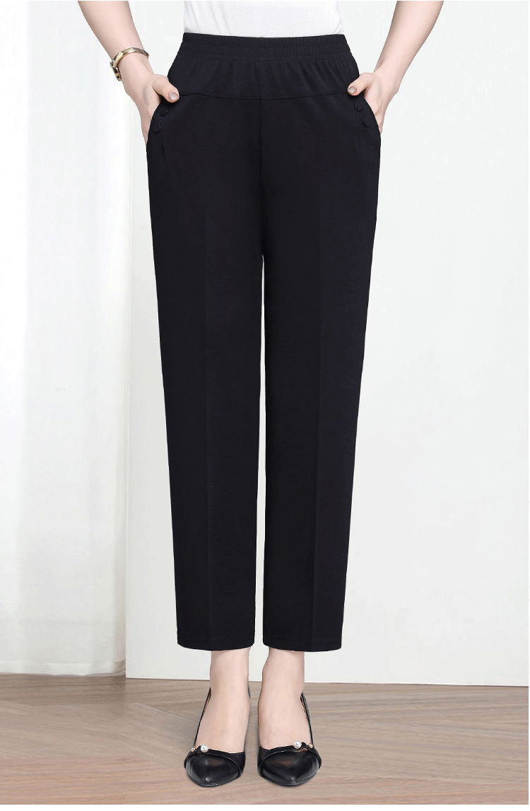 Pantalones casuales rectos con cintura elástica elástica