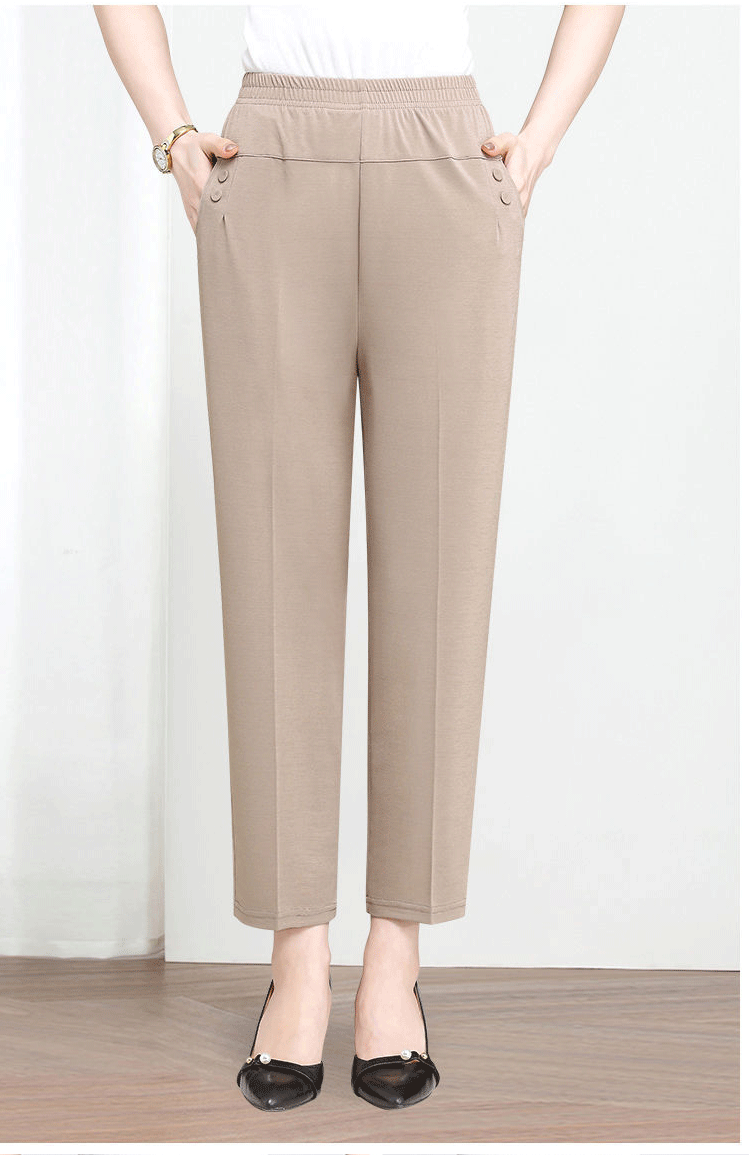 Pantalones casuales rectos con cintura elástica elástica