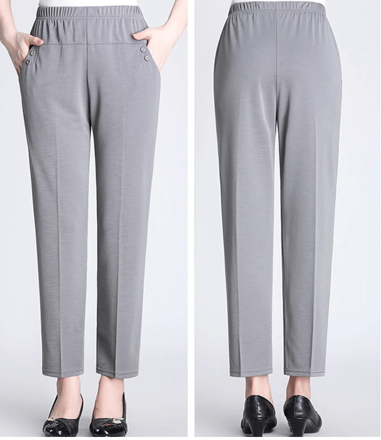Pantalones casuales rectos con cintura elástica elástica