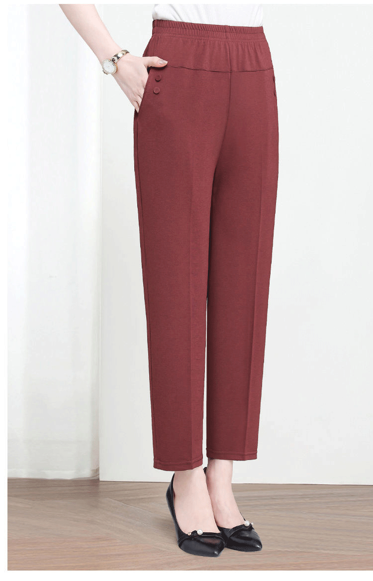 Pantalones casuales rectos con cintura elástica elástica