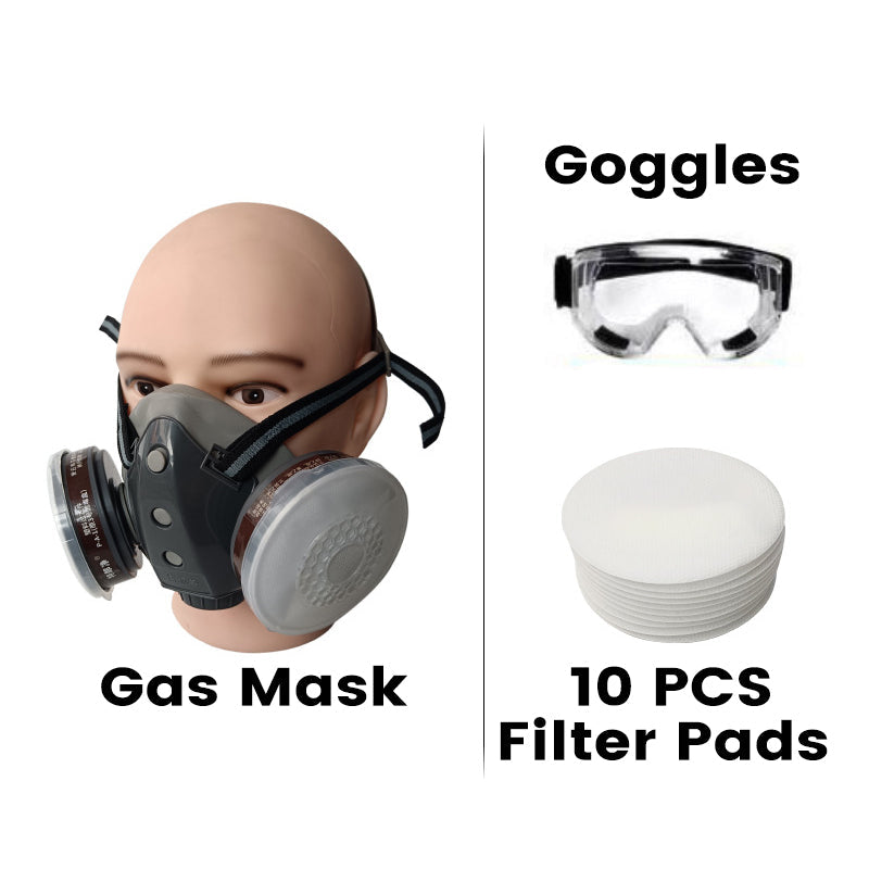 🛡️ Máscara de Seguridad con 2 Filtros de Carbón y Sello EPDM – Protección Contra Gases, Anti-Fugas y Doble Función para Industrias ⚡🔄