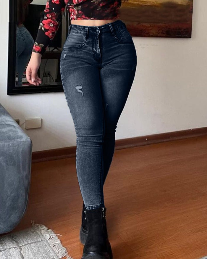 Shapshe® Jeans Ajustados de Mezclilla de Cintura Alta con Control de Abdomen y Levantamiento de Glúteos