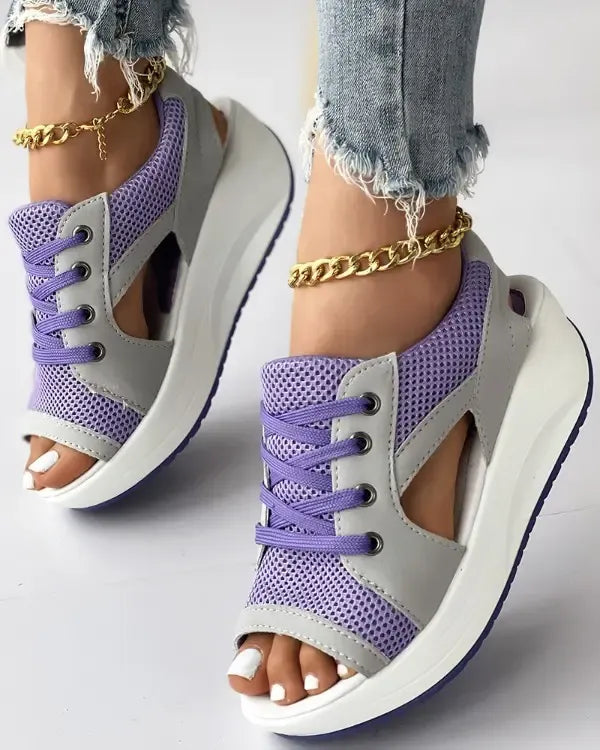 ✨SANDALIAS MUFFIN CON CORDONES Y ABERTURAS CON PANELES EN CONTRASTE✨