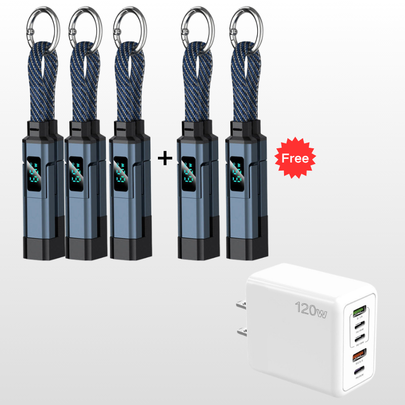 🔌⚡ ¡OFERTA 50% OFF! Cable de Llavero 4 en 1 – Carga Rápida y Siempre Contigo