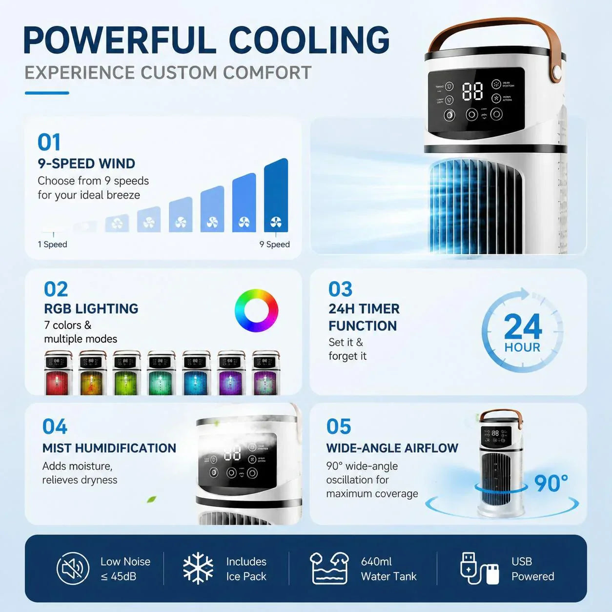 ❄️💨 ¡50% OFF! Ventilador Enfriador de Agua Multifuncional – Refresca y Humidifica tu Espacio