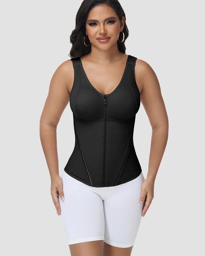 Chaleco Corset Shapshe® con Sostén Acolchado, Cremallera Frontal, Faja Moldeadora de Cintura