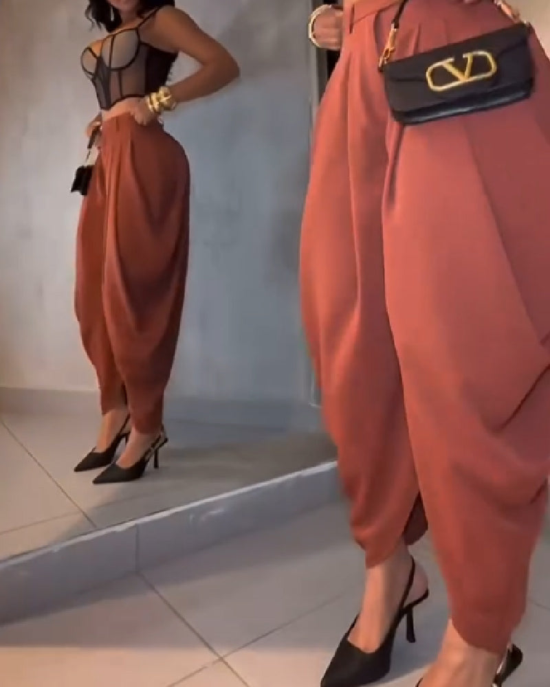 Pantalones Harem de Talle Alto Plisados y Pierna Ancha Shapshe® Leisure