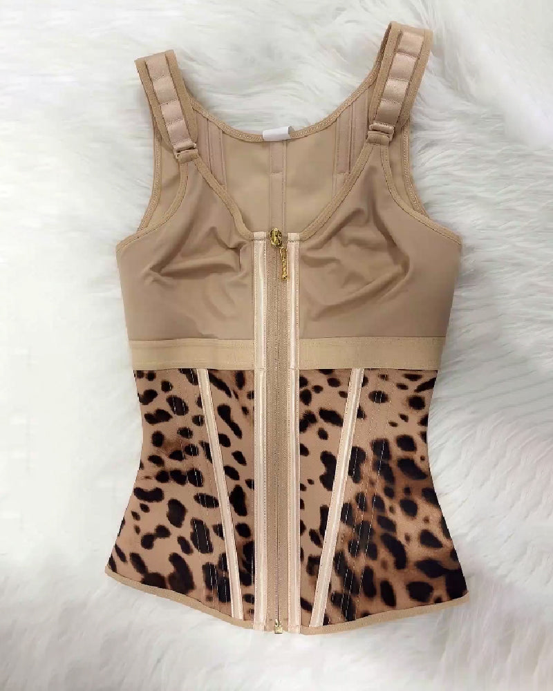 Chaleco de Leopardo para Mujer con Control de Abdomen y Cinturilla Moldeadora con Sostén
