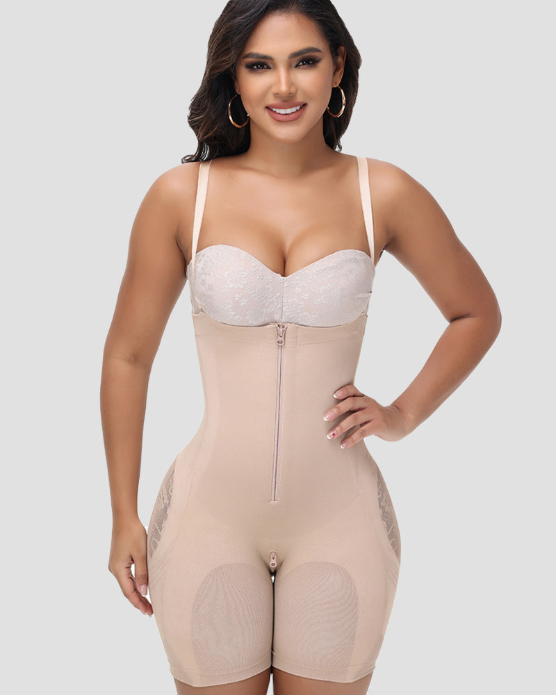 Shapshe® Shorts Moldeadores de Cintura Alta con Malla para Cadera y Cierre de Cremallera para Mujer