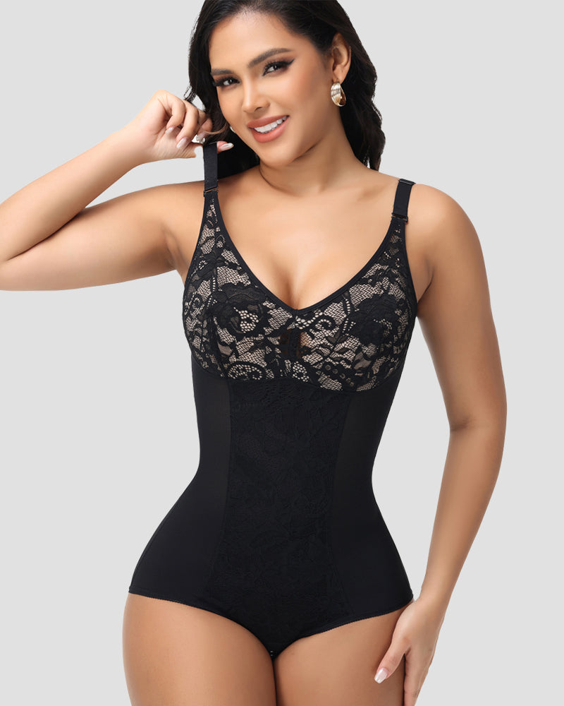 Shapshe® Body Modelador de Encaje Sexy con Escote en V y Braguitas (Preventa)