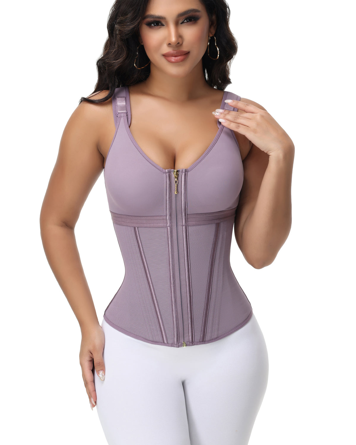 Shapshe® Corsé de Látex con Varillas para Mujer, Cierre de Cremallera, Moldeador de Abdomen con Sujetador