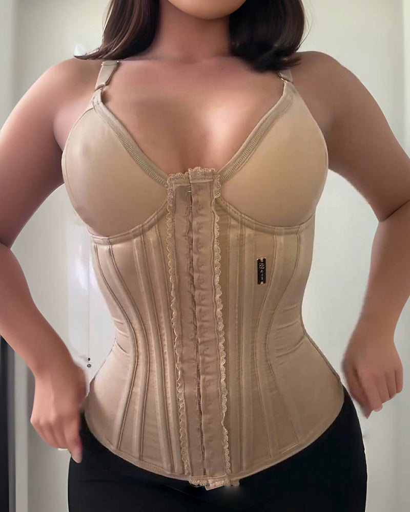 Corsé Colombiano con Aros y Encaje, Faja Moldeadora de Abdomen y Cintura