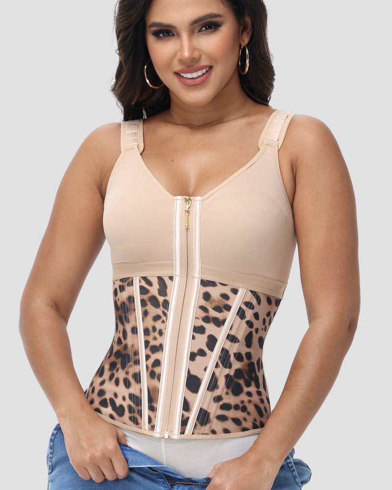 Chaleco de Leopardo para Mujer con Control de Abdomen y Cinturilla Moldeadora con Sostén