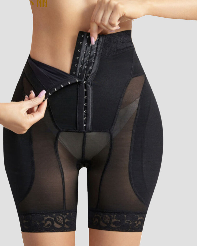 Shorts moldeadores de cintura alta y levantamiento de cadera de 4 filas con botones y almohadillas removibles
