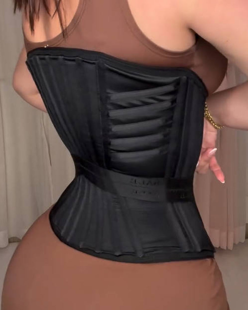 Fajas Colombianas Corset Moldeador de Cintura con Varillas y Banda Elástica