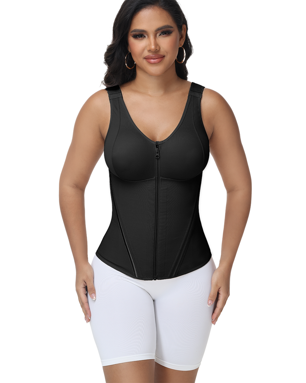 Chaleco Corset Shapshe® con Sostén Acolchado, Cremallera Frontal, Faja Moldeadora de Cintura